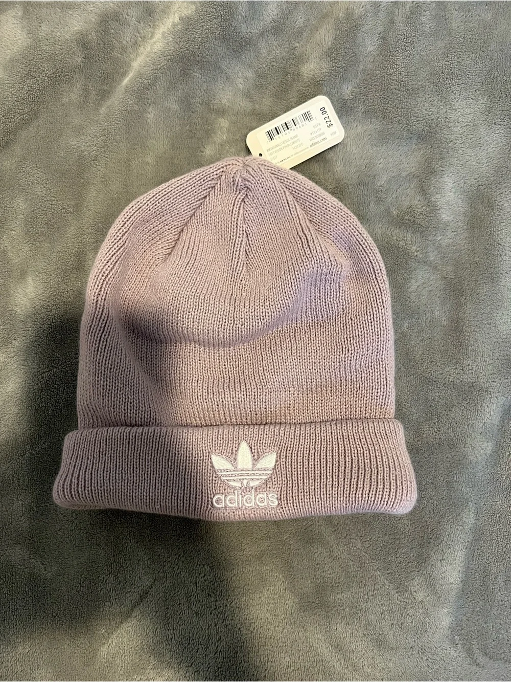 Adidas purple beanie with white logo